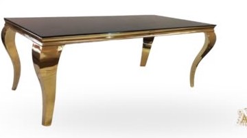 Goldrim Glass Table for hire from Arose Events