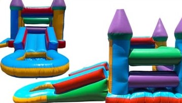 3-in-1 Multicolour Castle for hire from Arose Events